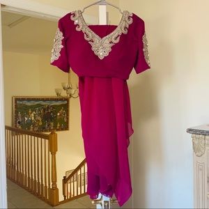 Purple Saree with Silver Embroidery